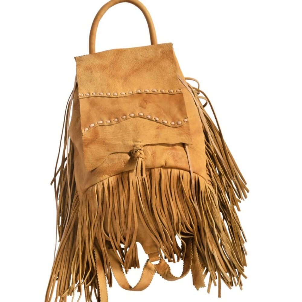 Free People Rochelle leather fringe backpack